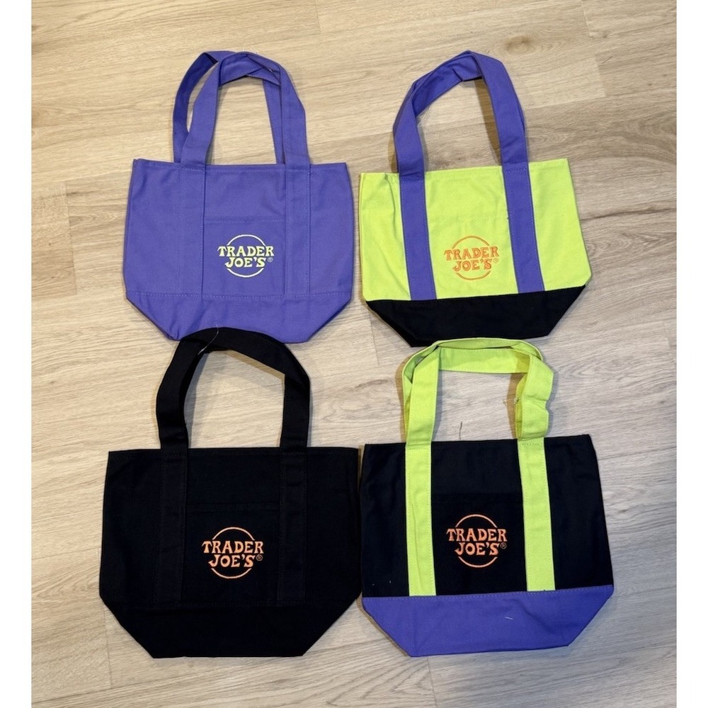 Trader Joe's Halloween Mini Canvas Totes SET OF FOUR 2026 LIMITED ED. "IN HAND"